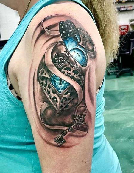 tattoos/ - amazing lock and key with butterfly  - 144325